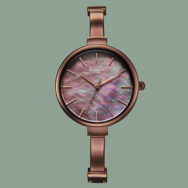 Titan Raga Showstopper Quartz Analog Brown Dial Metal Strap Watch For Women