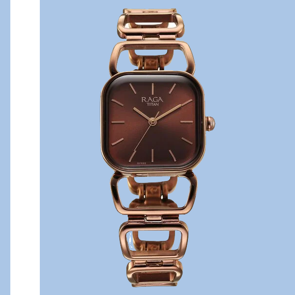 Titan Raga Ascend Quartz Analog Brown Dial With Brown Color Metal Strap Watch For Women