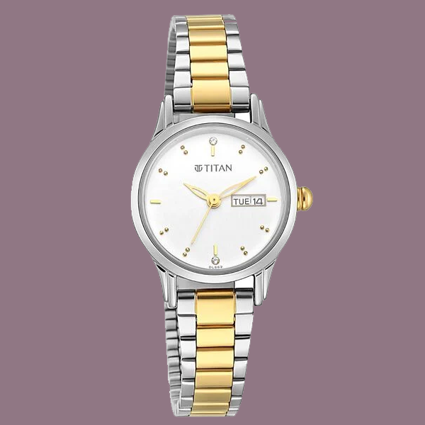 Titan Lagan Silver Dial Women Watch With Metal Strap