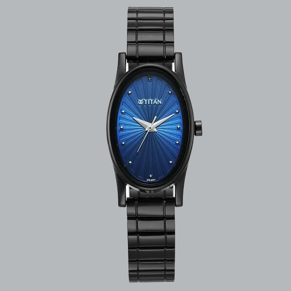 Titan Karishma Quartz Analog Blue Dial Black Stainless Steel Strap Watch For Women