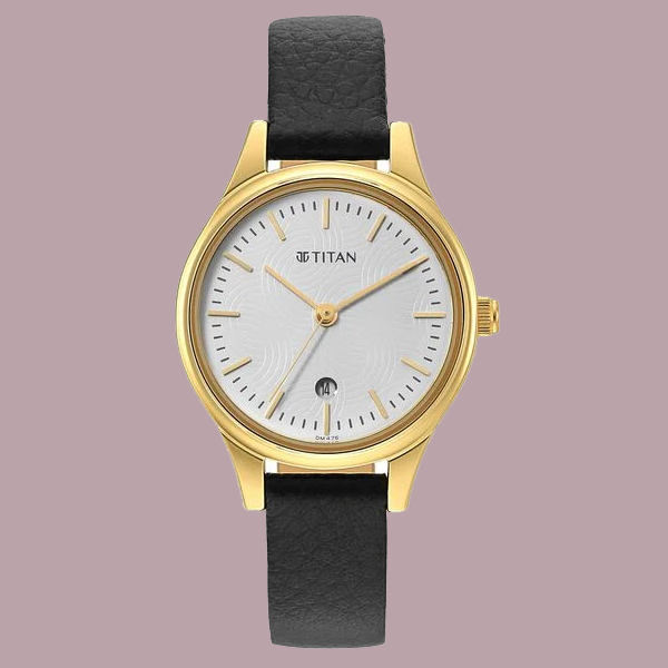 Titan Karishma White Dial Analog Leather Strap watch for Women