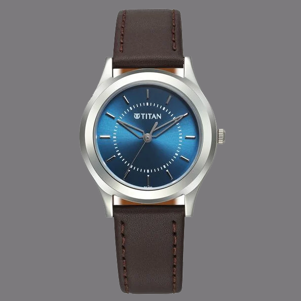 Titan Karishma Zing Quartz Analog Blue Dial Leather Strap Watch for Men