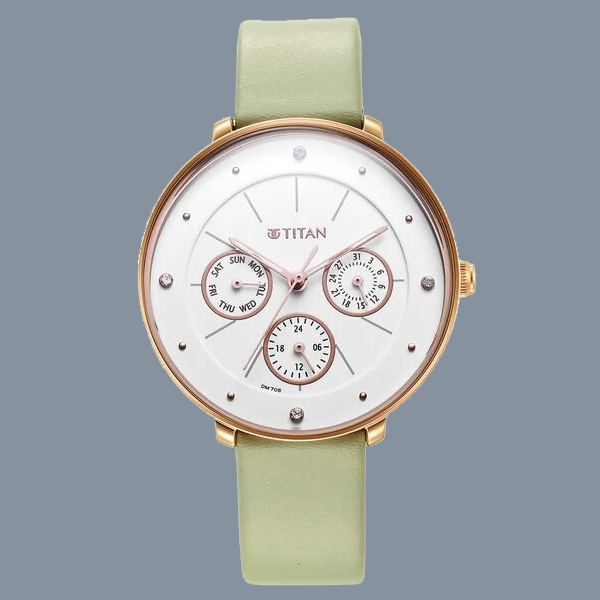 Titan Neo Quartz Multifunction White Dial Leather Strap Watch for Women nt2651wl09 Women's Watch