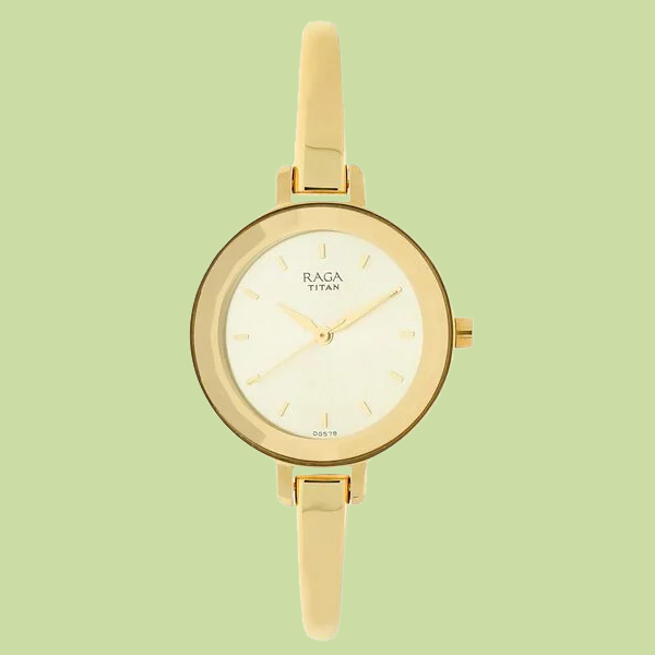 Titan Raga Viva Champagne Dial Women Watch With Metal Strap