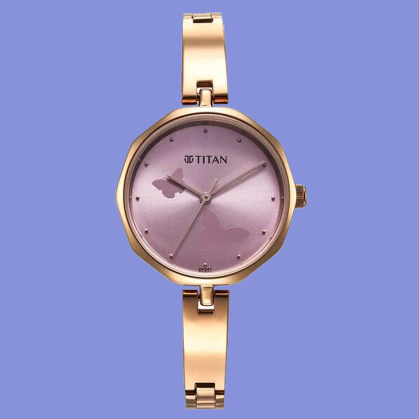 Titan Karishma Quartz Analog Pink Dial Stainless Steel Strap Watch for Women